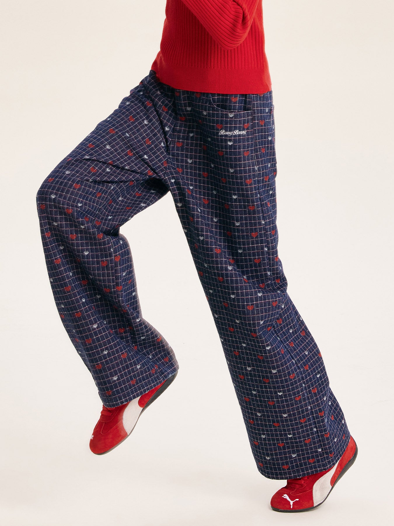 Girls' Trendy High-Waisted Wide-Leg Pants with Star Print