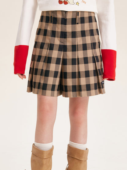 Girls' Plaid Pleated Skirt with Classic Fit