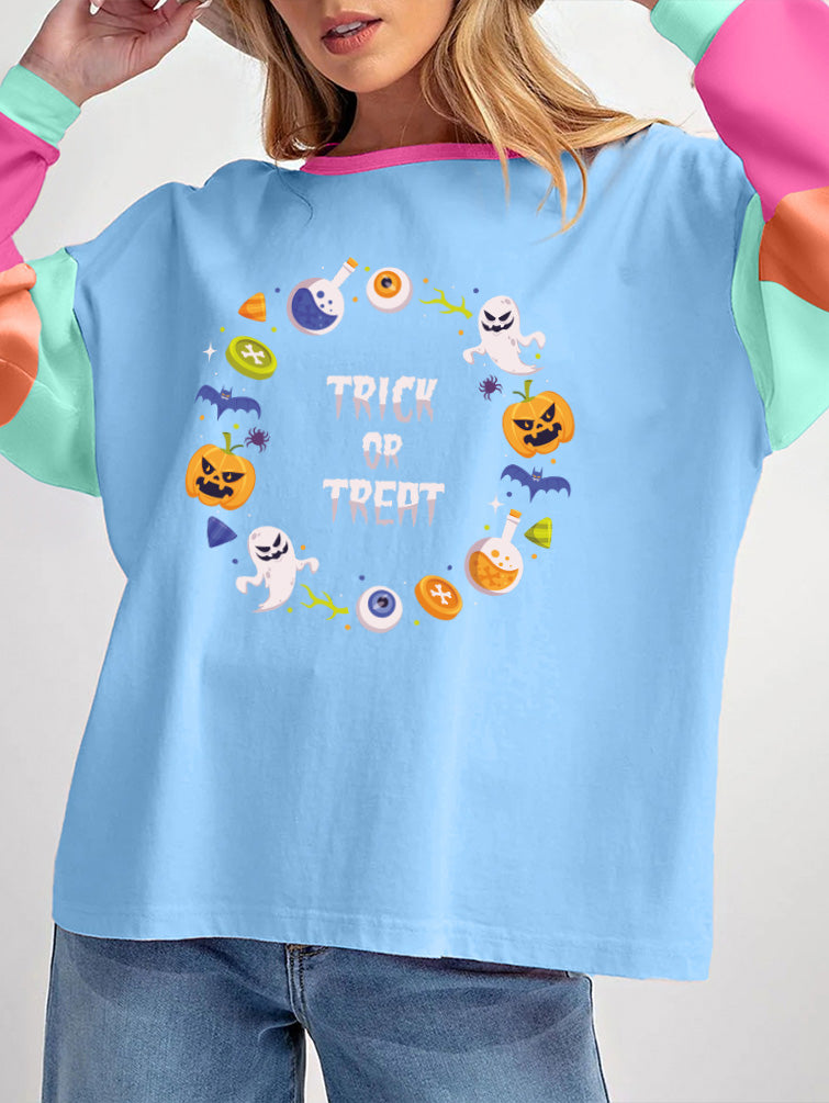 Trick or Treat Halloween Colorblock Graphic Tee