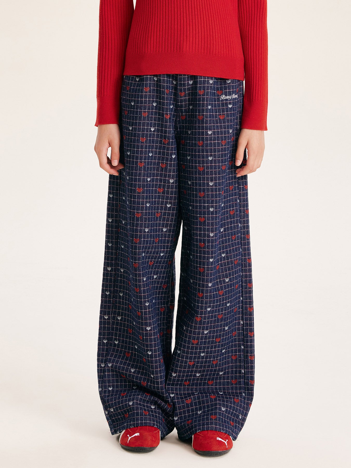 Girls' Trendy High-Waisted Wide-Leg Pants with Star Print