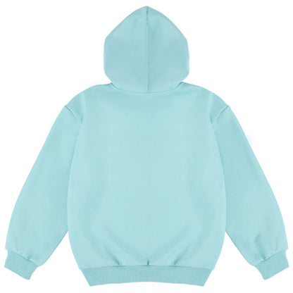 Girls Cartoon Hoodie and Lace Trim Shorts Two-Piece Set