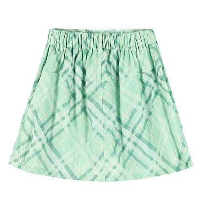 Girls Cargo Pocket Plaid Mini Skirt Green