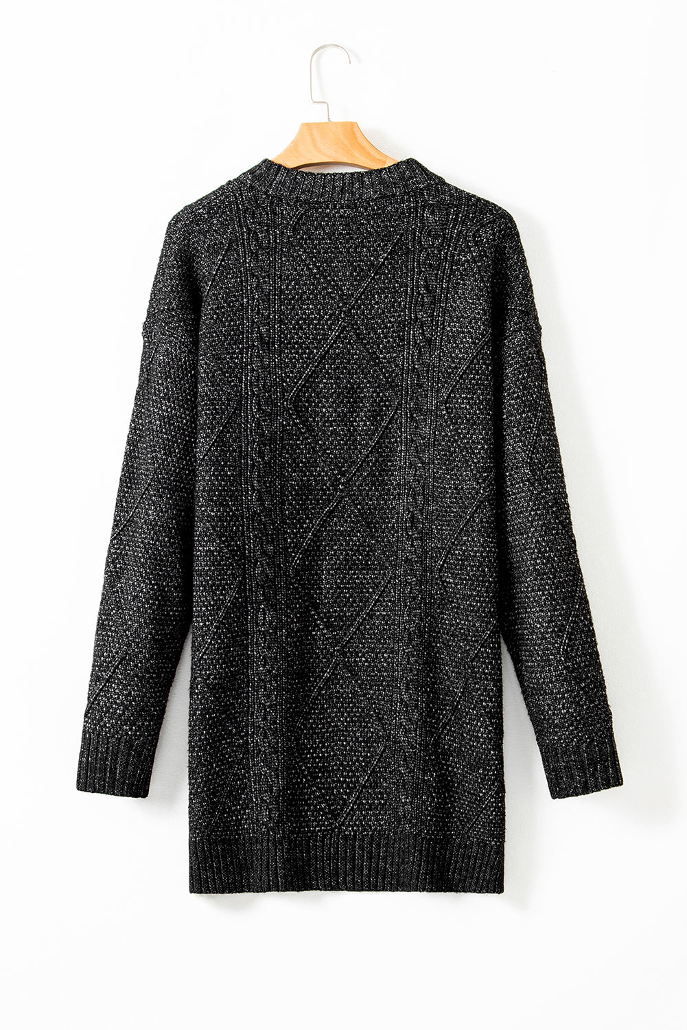 Cozy Cable Knit Drop Shoulder Oversized Sweater Dress