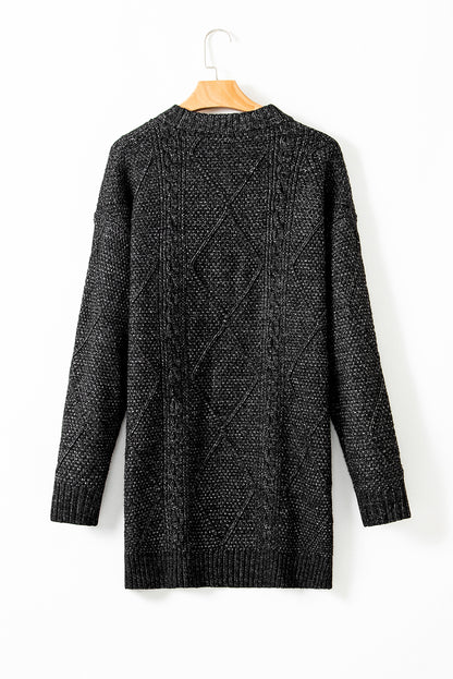 Cozy Cable Knit Drop Shoulder Oversized Sweater Dress