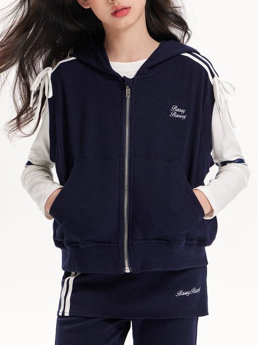 Kids  Sporty Sleeveless Zip Up Hoodie Vest