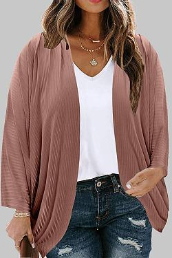 Large Size Threaded Cardigan Thin Loose Casual Solid Color Knit Sweater Women Plus Size