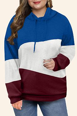 Women's Long sleeves Color Block Hoodie Tops Cute Casual Drawstring Loose Lightweight Tunic Pullover