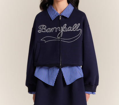 Girls Navy Zip Jacket and Wide Leg Elastic Waist Pants