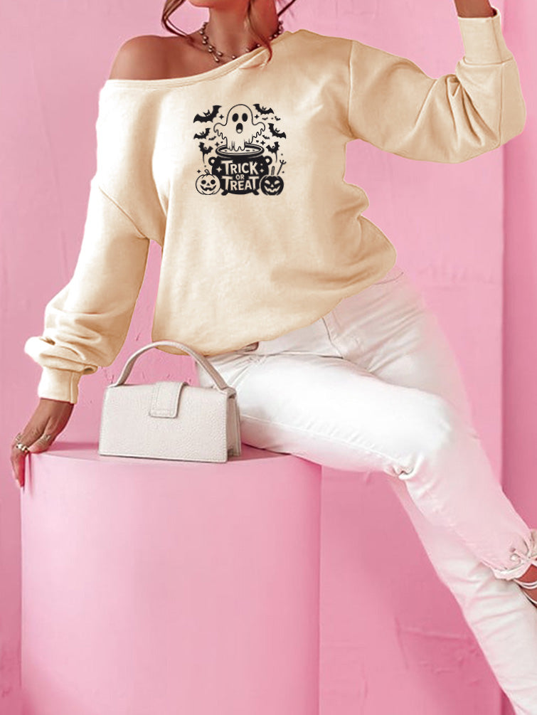 Halloween Ghost Trick or Treat Graphic Sweatshirt