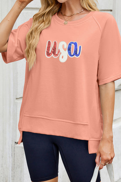 USA Graphic July 4th Oversized Casual Tee Top
