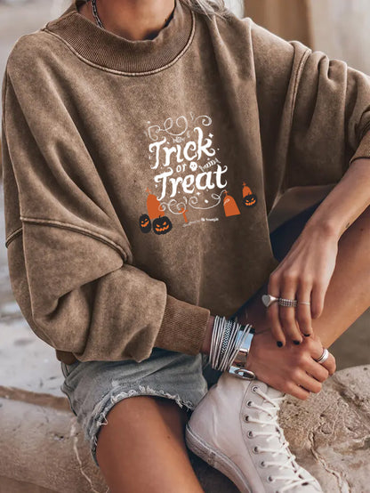 Halloween Trick or Treat Graphic Drop Shoulder Sweatshirt