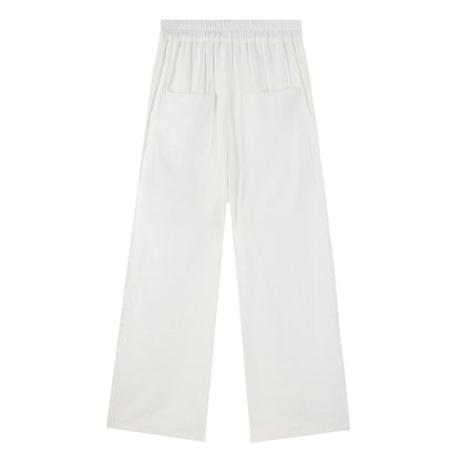 Girls White Loose Fit Wide Leg Casual Pants