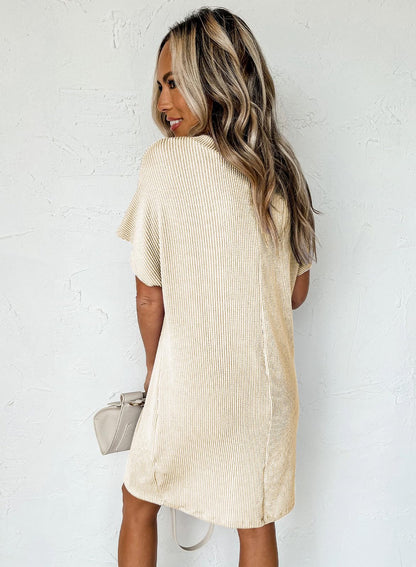 Women’s Textured Stripe Pocket T Shirt Dress Summer