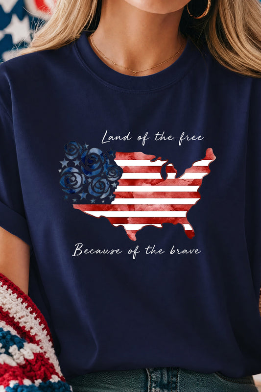 USA Map Graphic July 4th Patriotic Tee Shirt