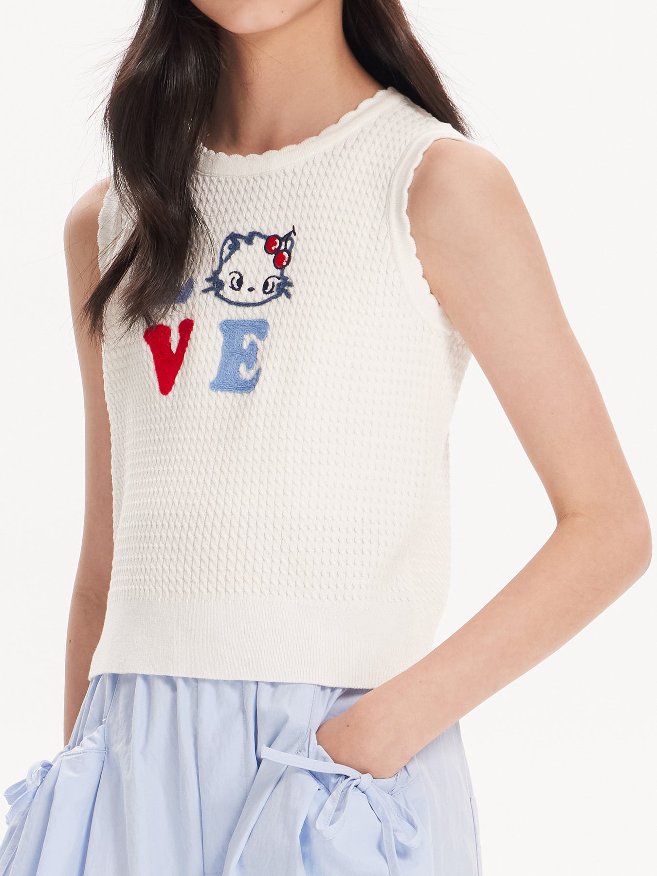 Girls Sleeveless Knit Top Summer Ice Silk Tank Shirt