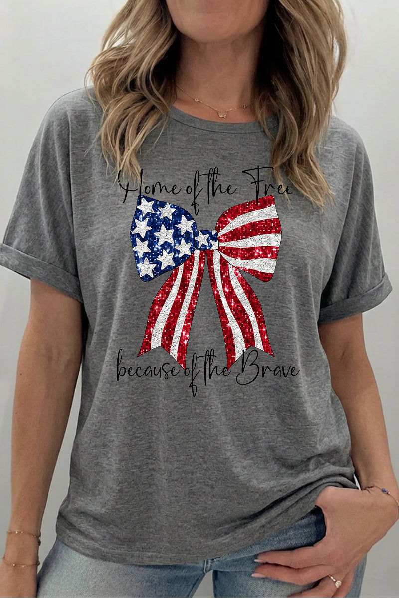4th of July American Flag Bow Graphic Tee