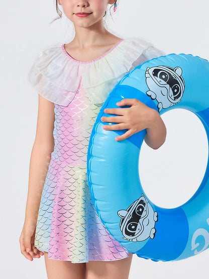 Girls Mermaid One Piece Swimsuit Sparkle Stretch Swimwear
