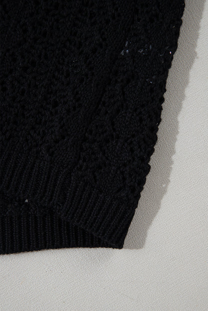 Chic Hollow Out Knit Cardigan with Drop Shoulders