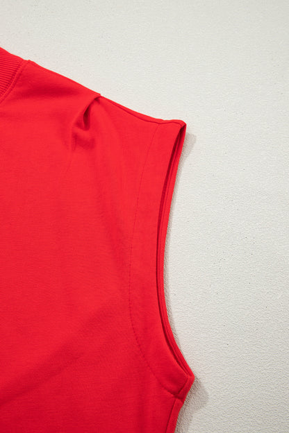 High Neck Cap Sleeve Loose Casual Top
