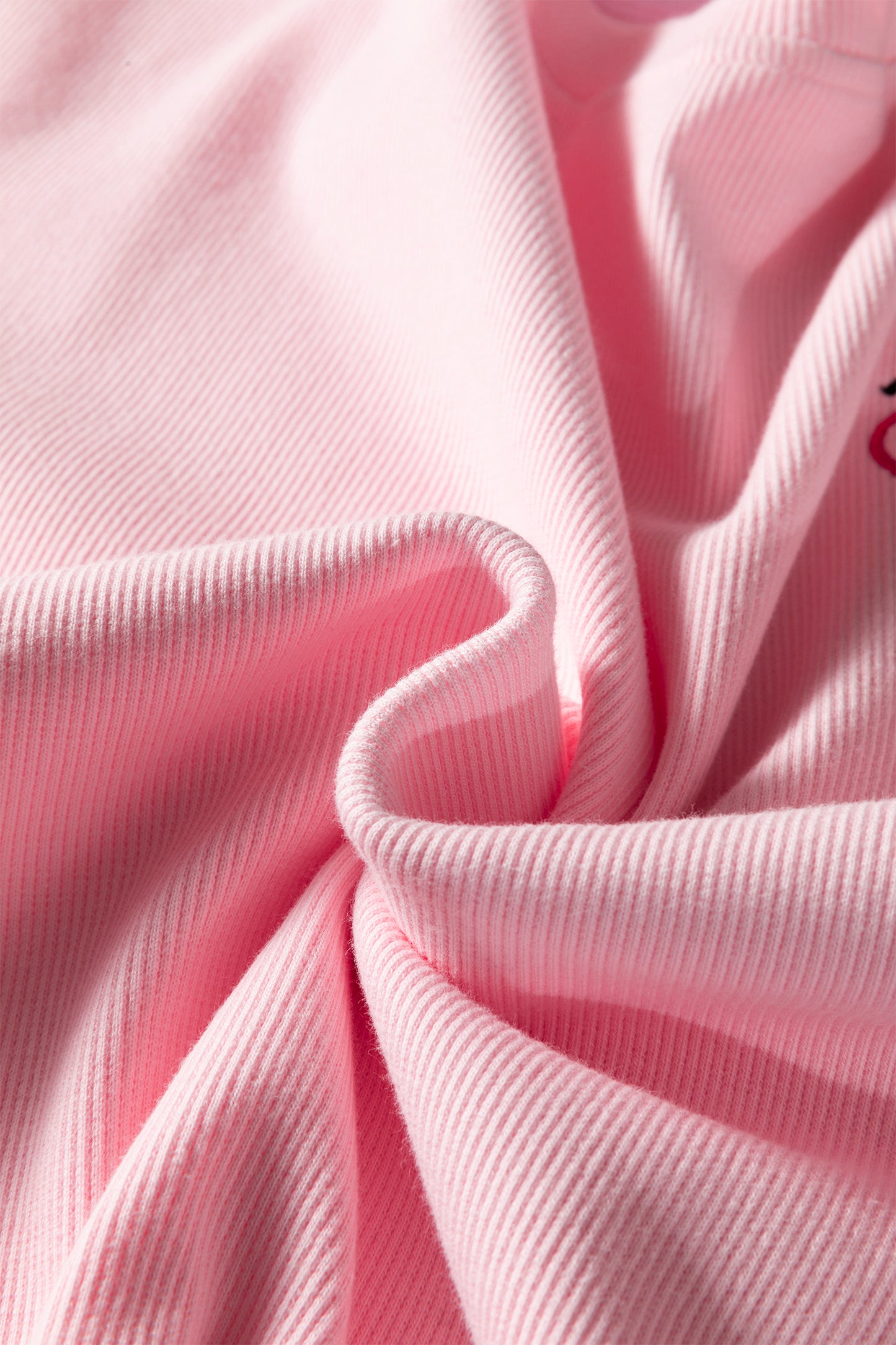 Pink XOXO Heart Embroidered Ribbed Knit Valentines Sweatshirt