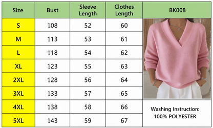 Women’s Oversized V Neck Knit Sweater Soft Pullover