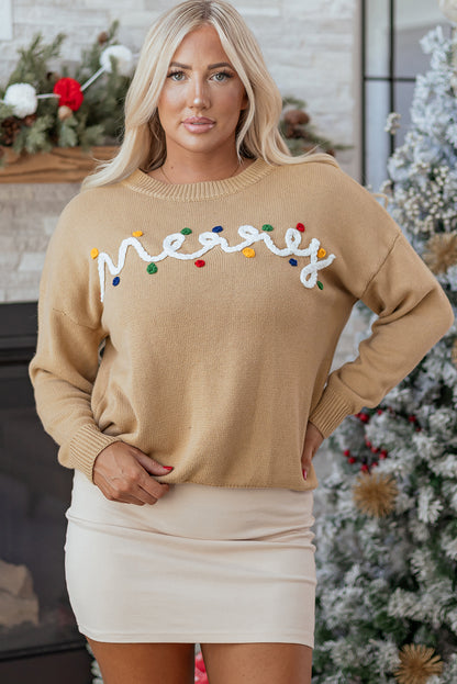 Merry Christmas Dolman Sleeve Sweater with Colorful Dots