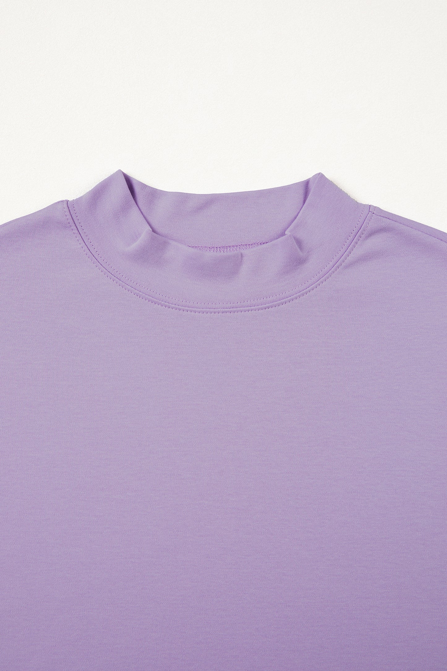 Dark Blue Oversized Mock Neck Tee Casual Relaxed Top