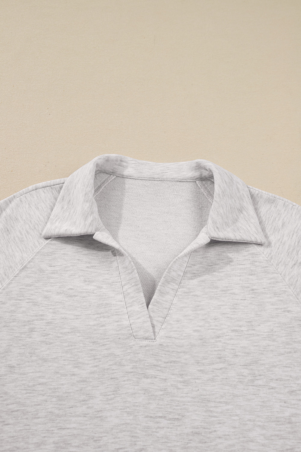 Light Grey Polo Collar Pullover & Drawstring Sweatpants Set