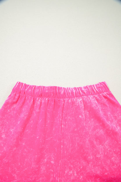 Mineral Wash Cotton Lounge Set Tee and Drawstring Shorts