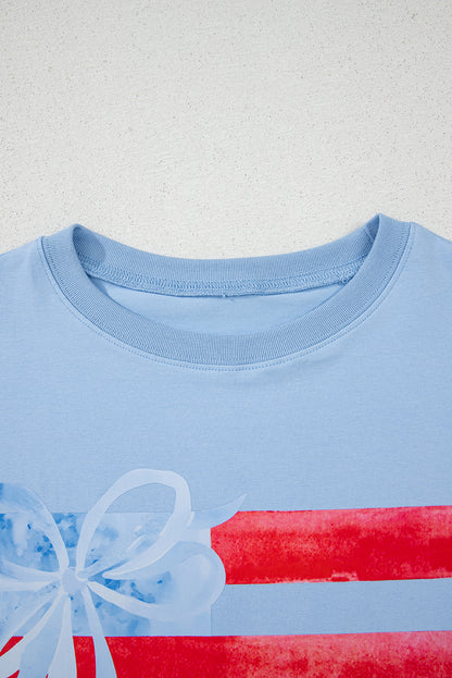 Blue Flag Bow Graphic Tee Flag Day Independence
