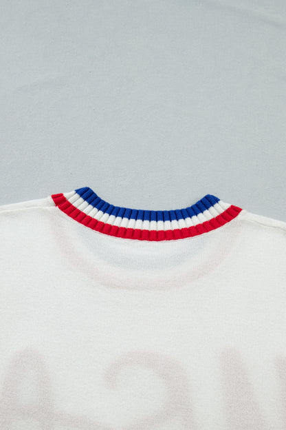 USA Graphic Knit Top Patriotic Flag Day Sweater