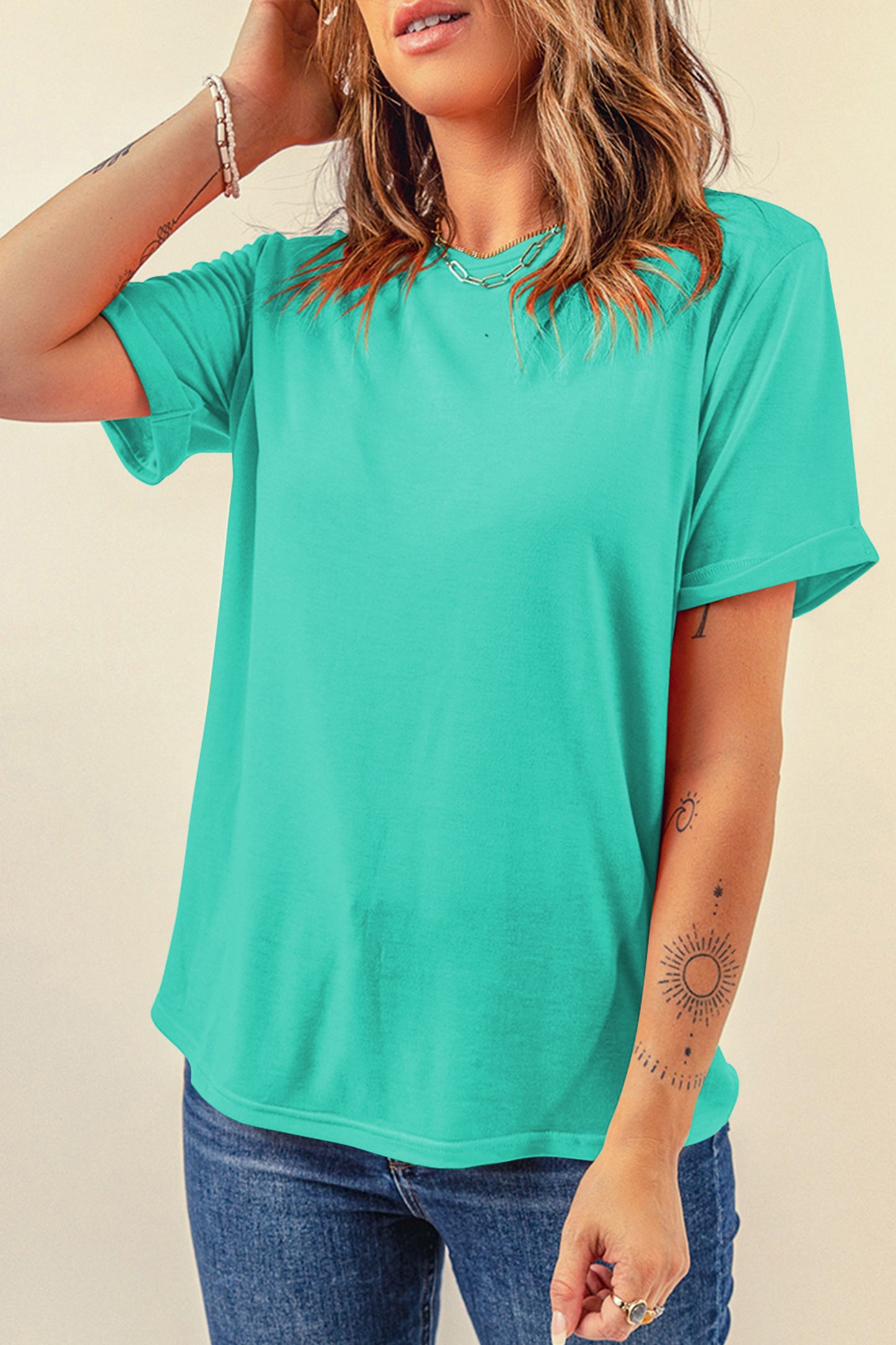White Casual Crew Neck Short Sleeve Basic Tee