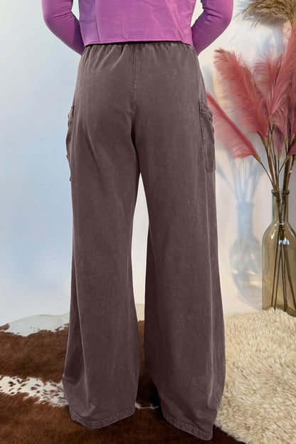 Women's Mineral Wash Cargo Pants with Drawstring Waist