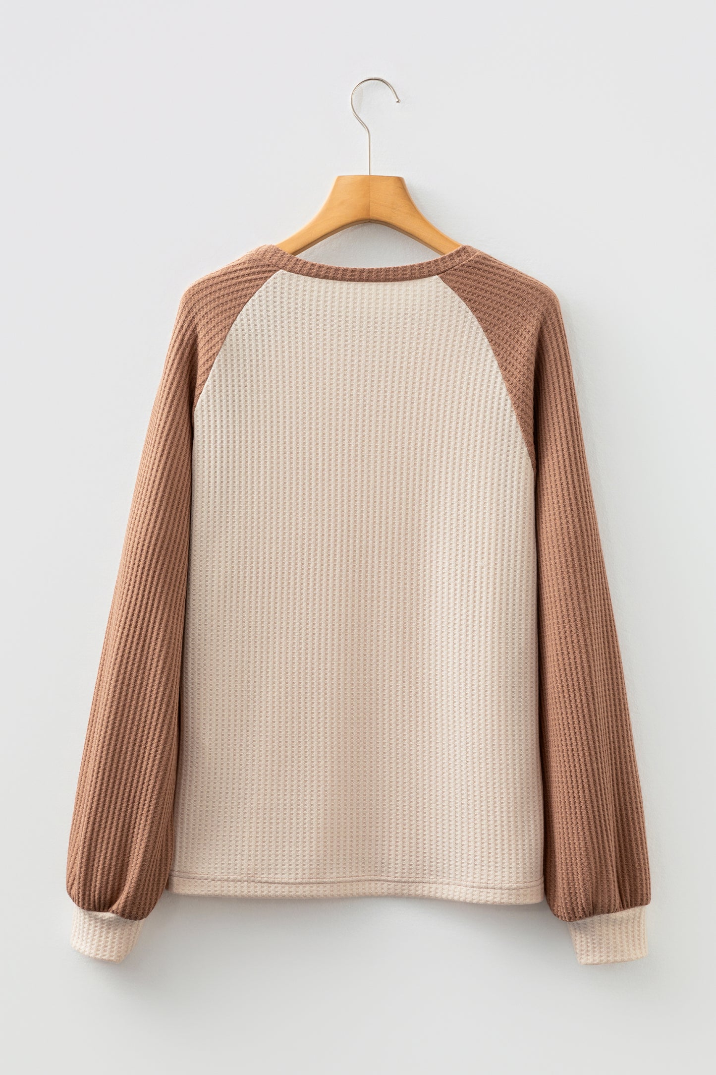 Mist Green Waffle Color Block Raglan Sleeve Top