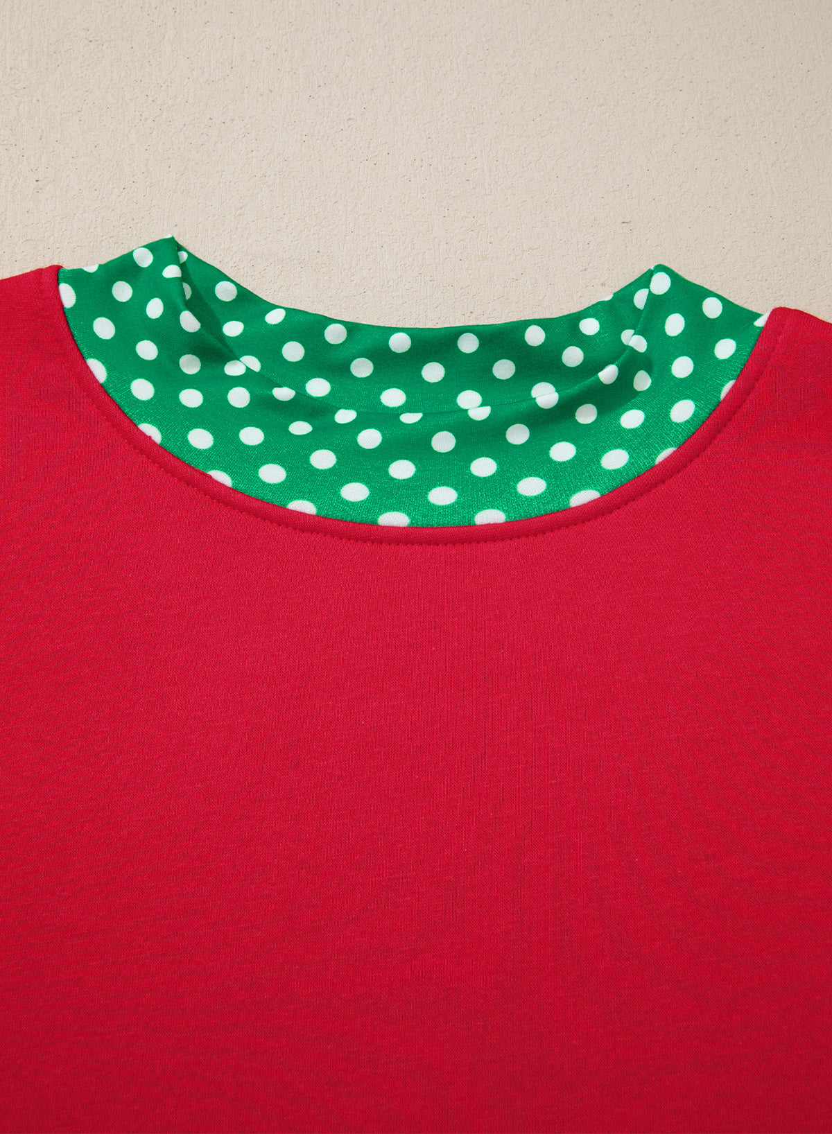 Polka Dot Trim Plus Size Crew Neck Tunic Sweatshirt