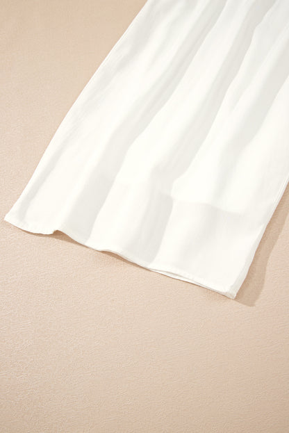 White High Waist Drawstring Wide Leg Palazzo Pants