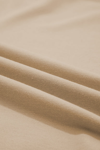 Parchment Raw Edge Exposed Seam Raglan Sleeve Side Slit Sweatshirt
