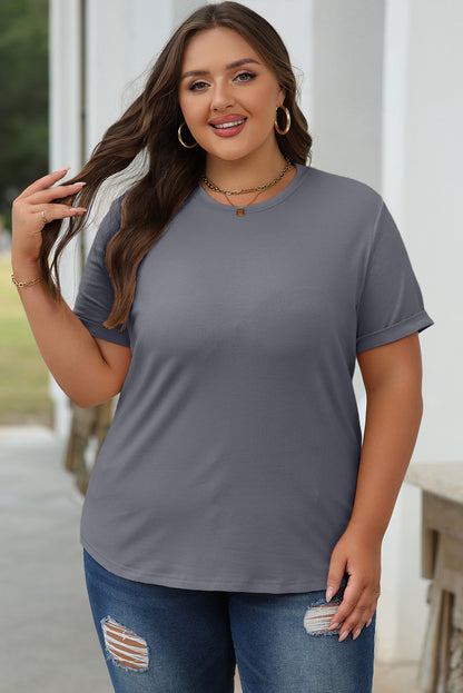 White Casual Crew Neck Short Sleeve Basic Tee