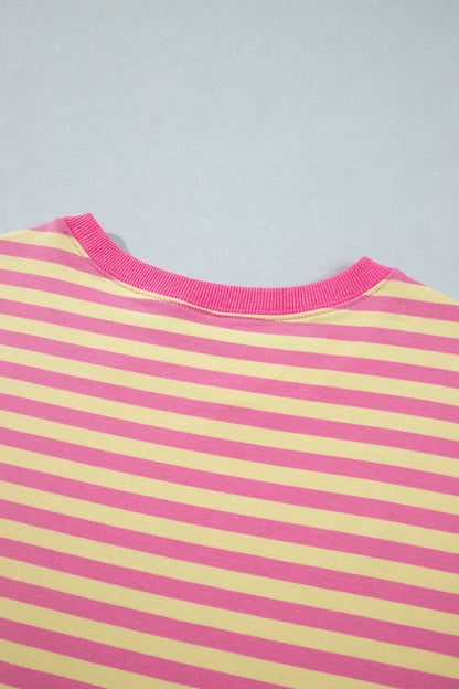 Pink Stripe Wide Leg Lounge Set Women 2 Piece Outfit