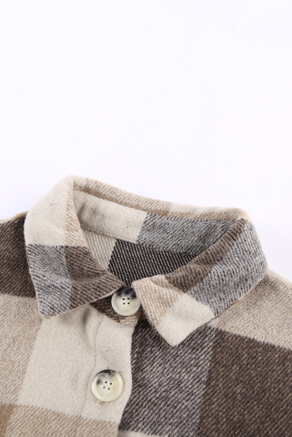 Plaid Colorblock Long Sleeve Jacket with Pockets – Casual Chic