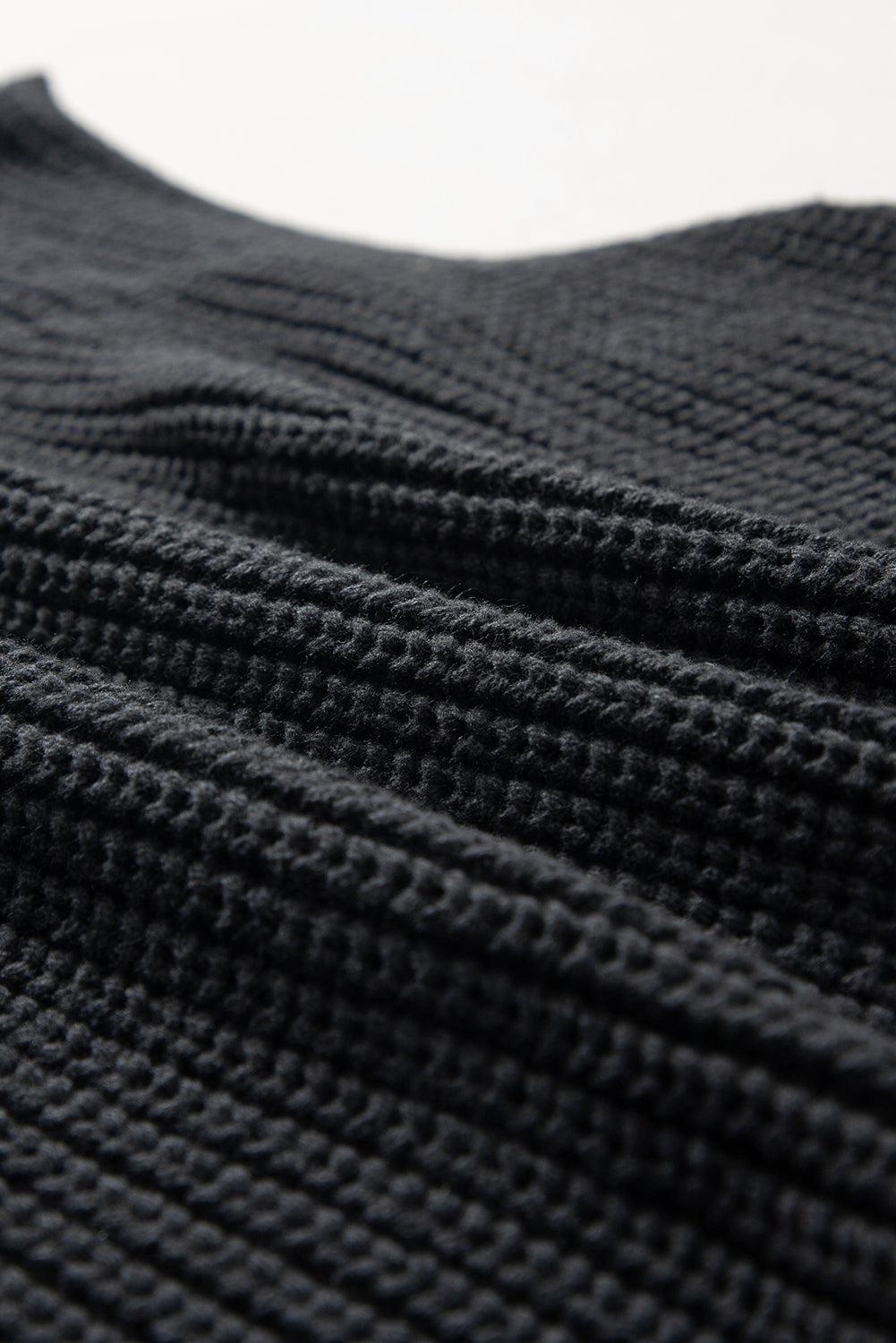 Black Solid Color Cable Knit High Neck Sweater Vest