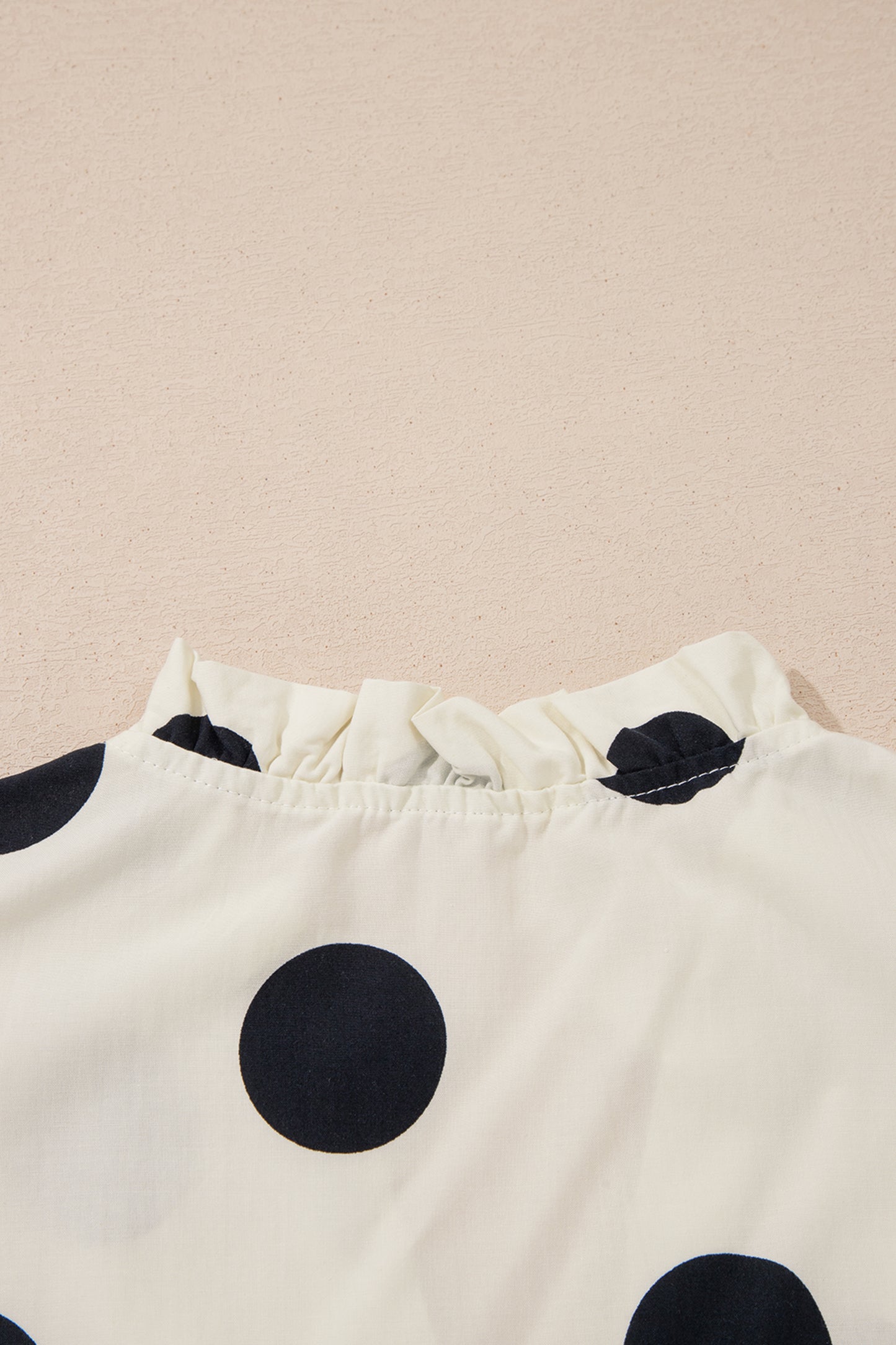 Polka Dot Ruffle Sleeve V Neck Shift Blouse Top