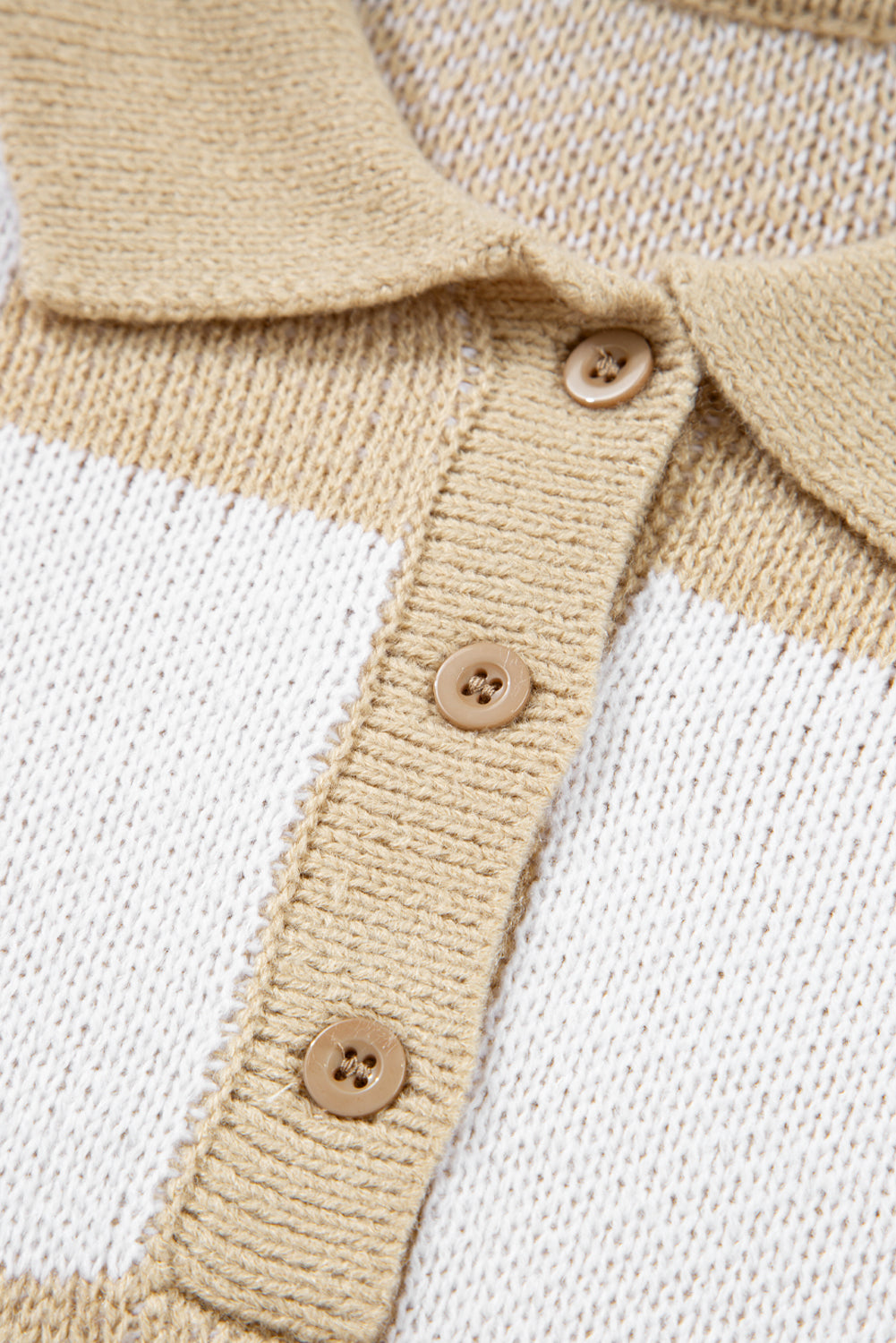 Checkered Polo Collar Loose Knit Sweater