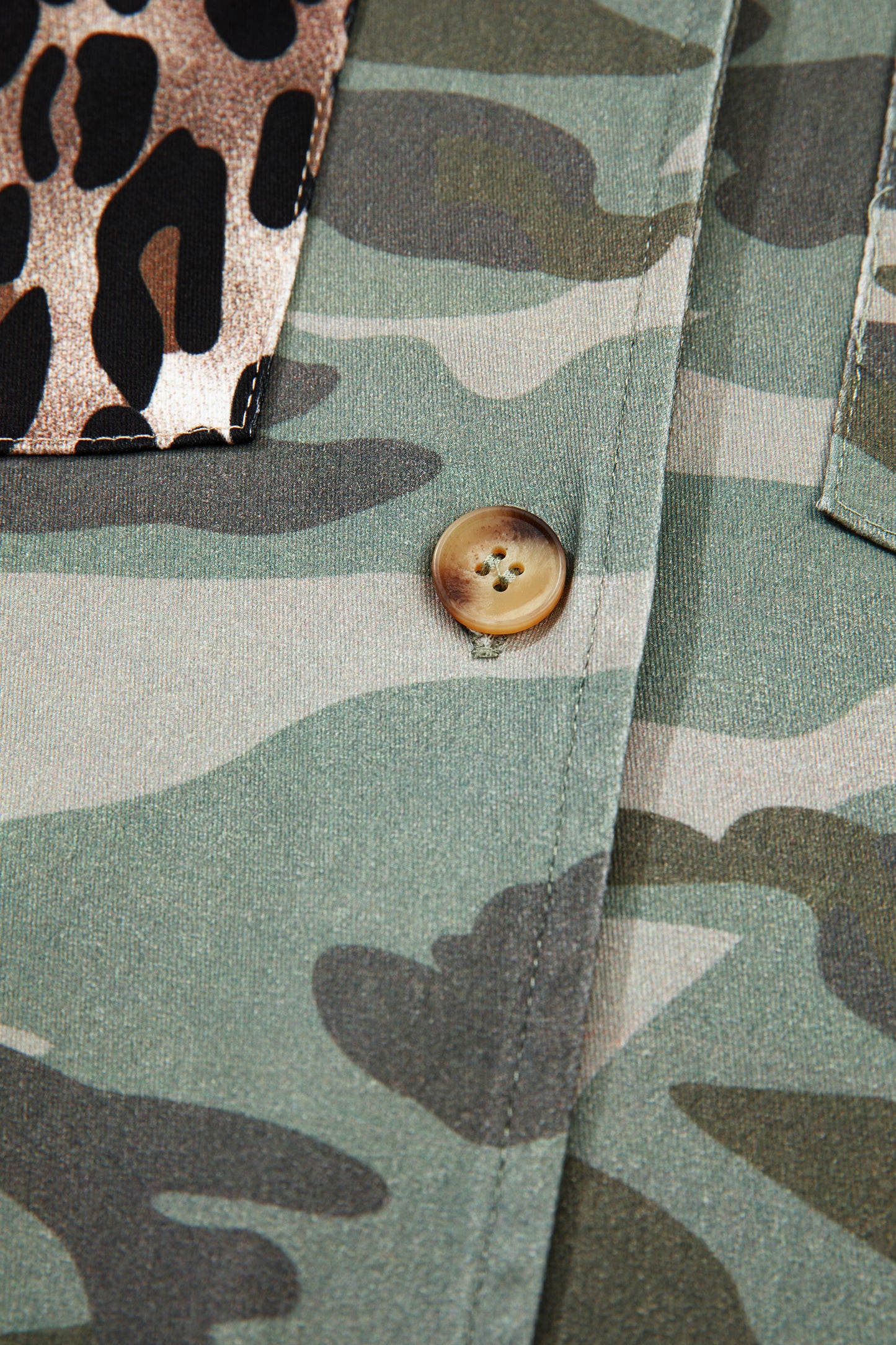 Camo Leopard Patchwork Military Crop Jacket