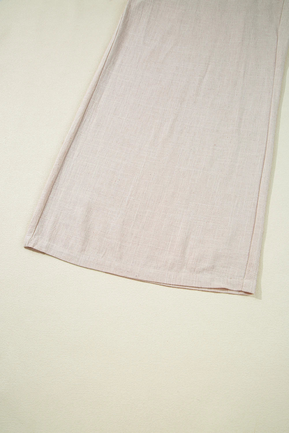 Beige Smocked Waist Wide Leg Flow Pants Plus Size