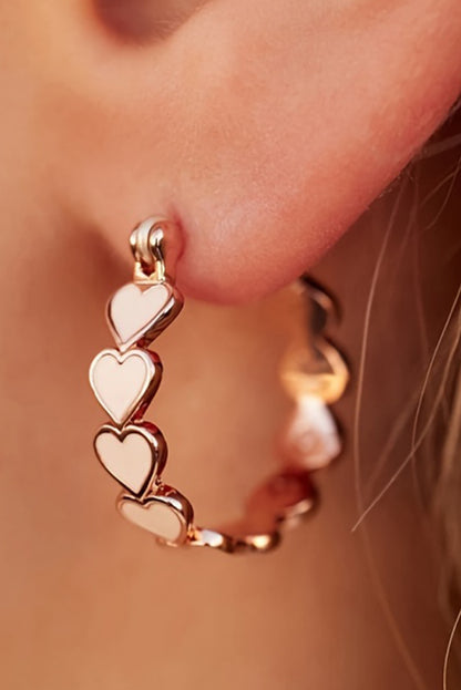 White Heart Gold Plated Small Hoop Earrings