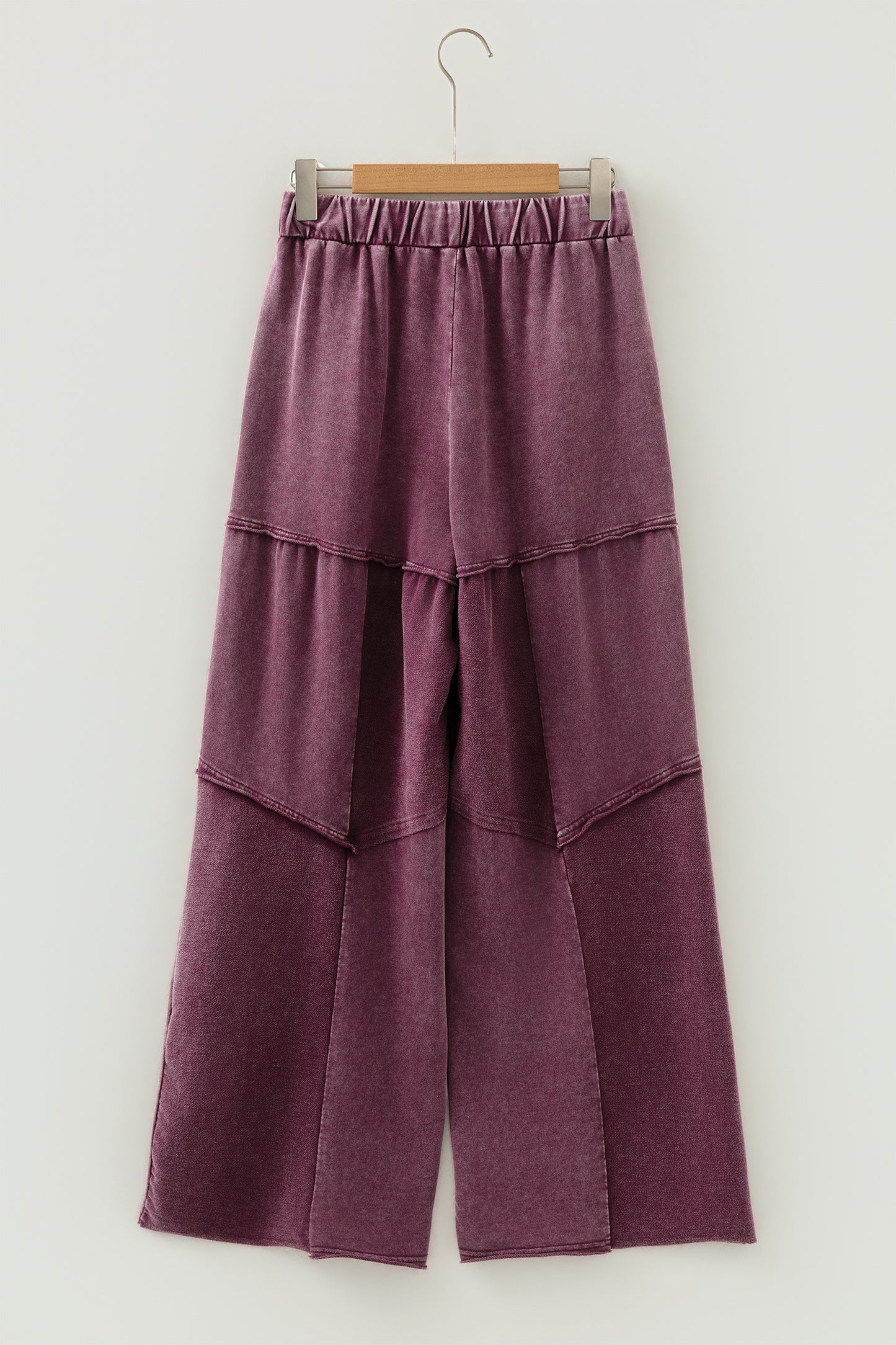 Women's Black Mineral Wash Wide Leg Patchwork Pants
