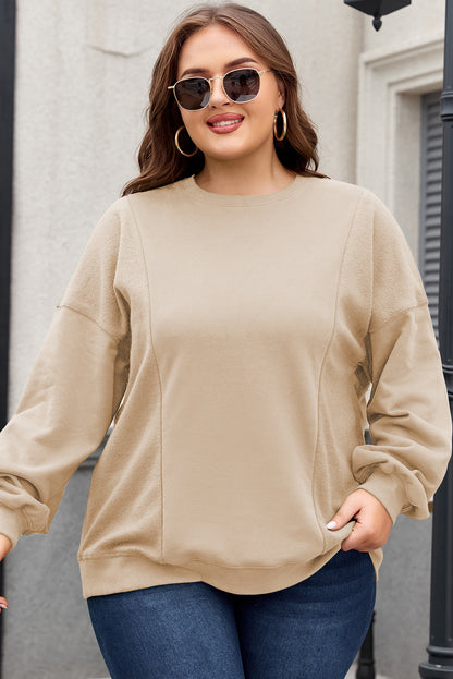 Loose Patchwork Crewneck Plus Size Sweatshirt