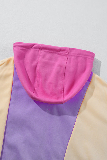 Oversized Colorblock Zip Up Hoodie – Retro Streetwear