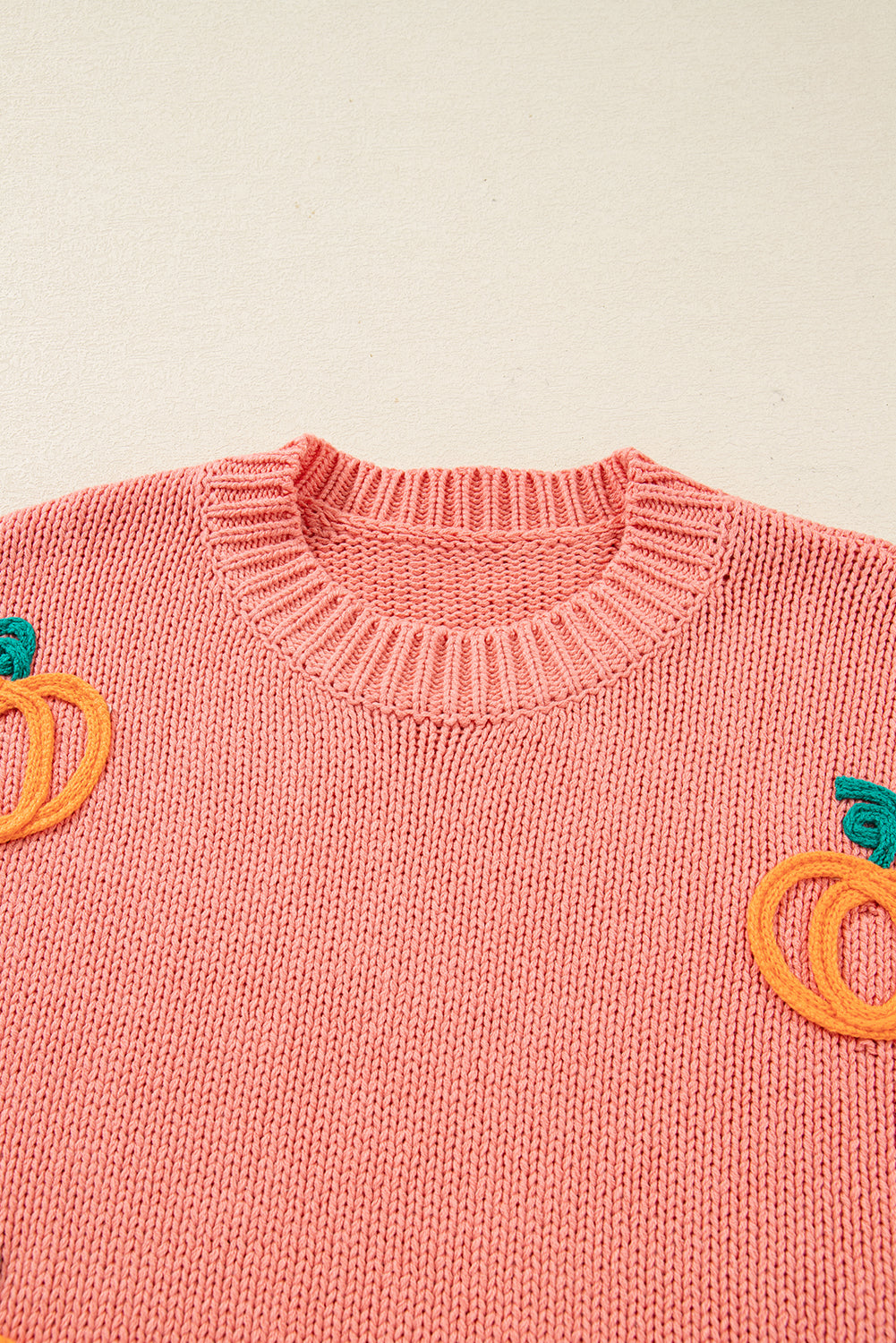 Pumpkin Embroidered Thanksgiving Knit Holiday Sweater